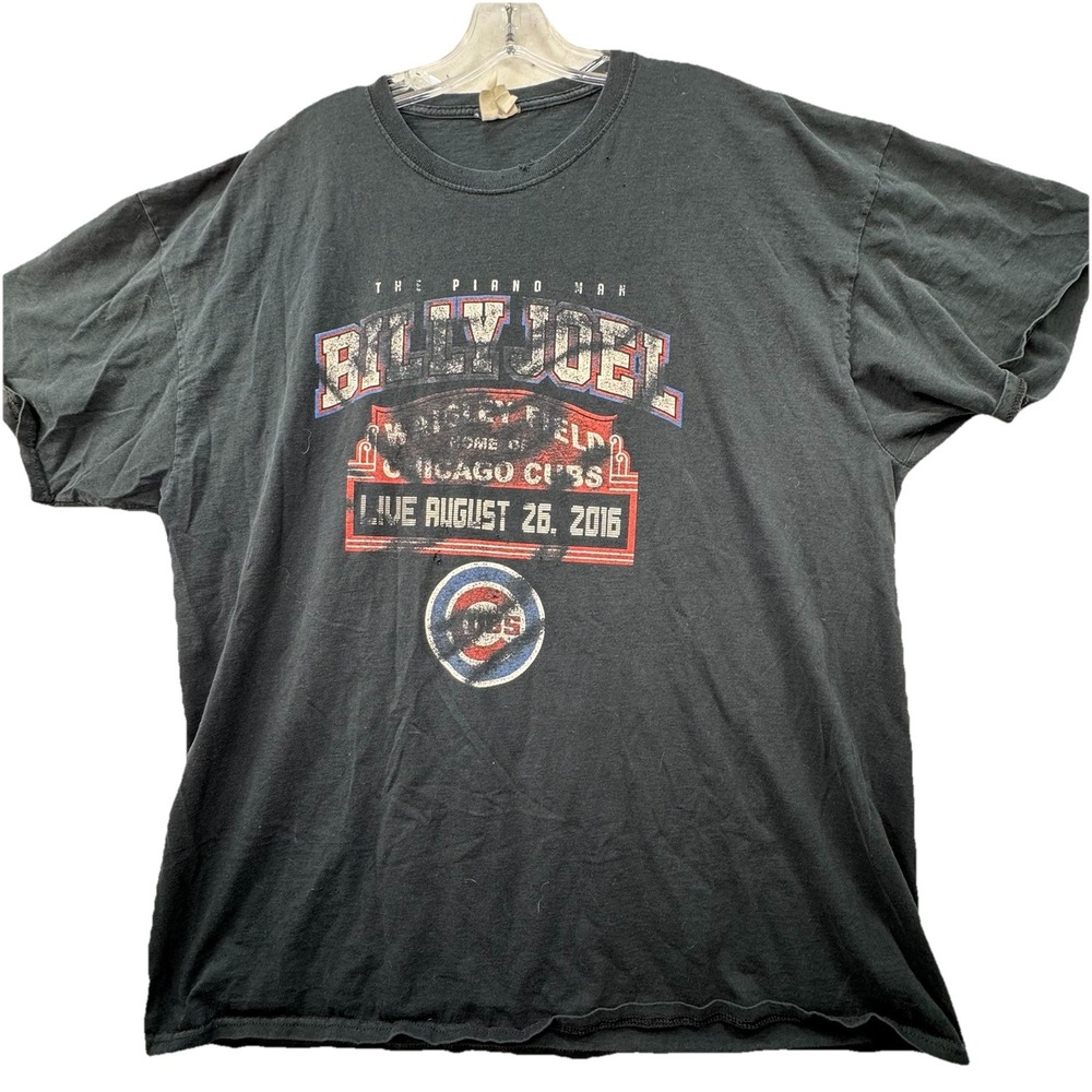 Men's 2016 Billy Joel In Concert‎ Tour Piano Man Chicago Cubs Tee Shirt 2XL - Picture 2 of 10